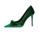 Bow Knot Suede Stiletto Pumps EU 33 / Green / 10CM